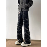 Threebooy Y2K Streetwear Tie Dye Washed Black Baggy Jeans Pants For Men Clothes Straight Hip Hop Long Trousers